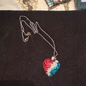Red white and blue Heart necklace